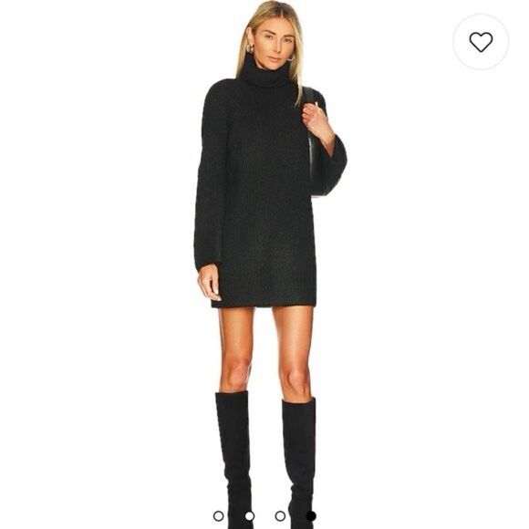NWT Steve Madden Abbie Black Turtleneck Ribbed Sweater Dress Sz S - Picture 1 of 10